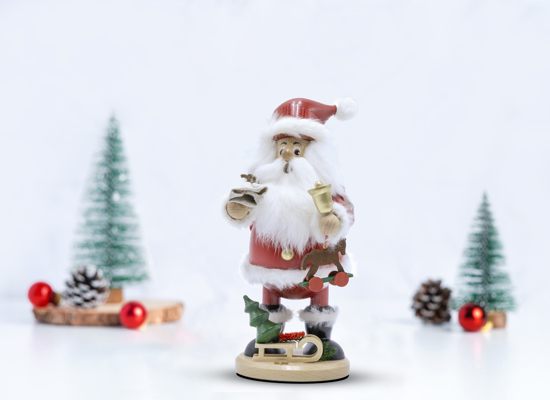 Räuchermann Weihnachtsmann rot mit Geschenken